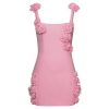 Women's Elaina Pink Rosette Applique Mini Dress