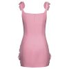Women's Elaina Pink Rosette Applique Mini Dress