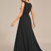 Women's Crew Neck Sleeveless A Line Hollow Out Sequin Maxi Fromal Dress 01955