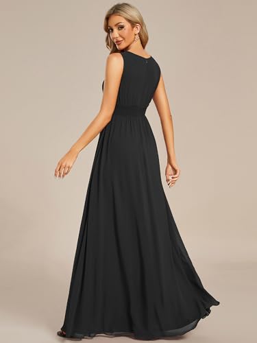 Women's Crew Neck Sleeveless A Line Hollow Out Sequin Maxi Fromal Dress 01955