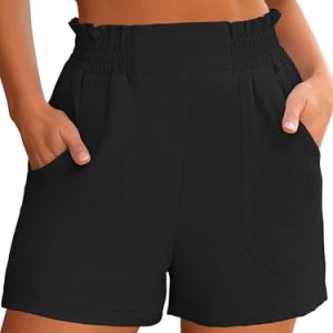 Women Summer Casual Shorts Elastic High Waisted Wide Leg Cute Dressy Beach Shorts 2025 Fashion Vacation Outfits
