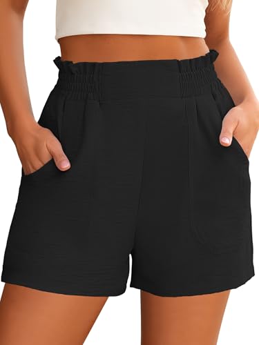 Women Summer Casual Shorts Elastic High Waisted Wide Leg Cute Dressy Beach Shorts 2025 Fashion Vacation Outfits