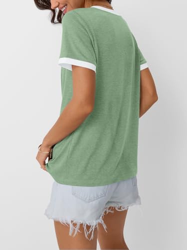 Womens Short Sleeve T-Shirts Summer Tops Casual Soft Tunic V Neck Basic Workout Clothes Spring Fashion Outfits 2025