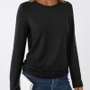 Womens Long Sleeve Shirts Business Casual Tops Ruched Fall Trendy Tshirt 2025