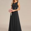 Women's Crew Neck Sleeveless A Line Hollow Out Sequin Maxi Fromal Dress 01955