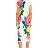 Women's Placement Print Matte Jersey Midi Sheath Career Office Workwear Event Occasion Guest of