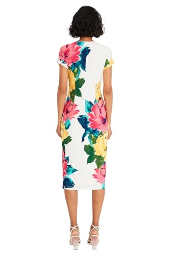 Women's Placement Print Matte Jersey Midi Sheath Career Office Workwear Event Occasion Guest of
