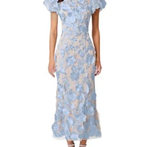 Women's 3D Floral Embroidery Dress Ruffle Sleeve Fishtail Lace Bodycon Party Cocktail Mini Dress