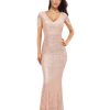Women's V Neck Sequin Formal Evening Dress Tassel Bead Sleeve Mermaid Long Gown 1920S Party Maxi Military Dress