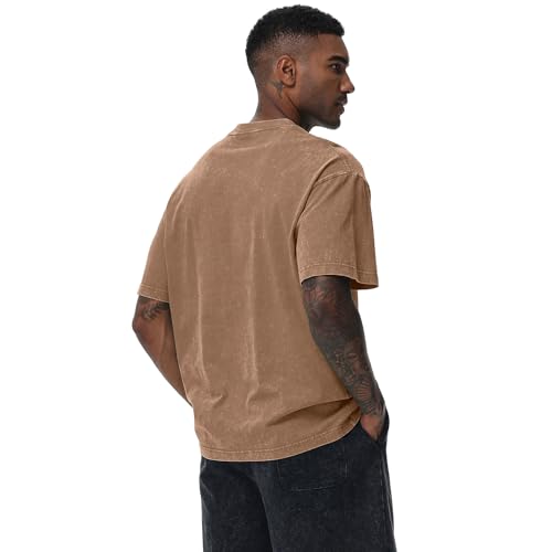 Men's Oversized Cotton T-Shirts Loose Fit Vintage Washed Tee Unisex Short Sleeve Casual Shirts Tops