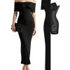 Off The Shoulder Maxi Dress Wedding Guest Formal Dresses for Women Sleeveless Bodycon Long Shapewear Prom Dress