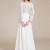 31HRV15HBJL.jpg Women's Classic Lace V-Neck Long Sleeves Sweep Train Wedding Dress 01925-PH