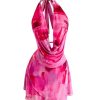 31L6vY-UFL.jpg Women's Tie Dye Mesh Halter Mini Dress Deep V Neck Draped Backless Sleeveless Vacation Summer Dresses