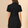 31LoUPVUjlL.jpg Women's Denim Dress Button Down Pockets Puff Sleeve Collared Jean Dresses