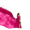 Fuchsia Long Tail Flying Dress for Women's Wedding, Maternity Photoshoot Santorini Flying Dress for Photoshoot |