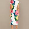Women's Placement Print Matte Jersey Midi Sheath Career Office Workwear Event Occasion Guest of
