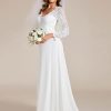 31Nxo5-OrFL.jpg Women's Classic Lace V-Neck Long Sleeves Sweep Train Wedding Dress 01925-PH