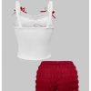 31OJ3PDJ3zL.jpg Women's 2 Piece Summer Cute Outfits Cherry Letter Print Bow Cami Top Ruched Bloomers Shorts Set