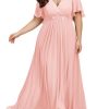 Chiffon V Neck Short Sleeves Appliques Plus Size Formal Dresses for Curvy Women Evening Gowns 01960-DA
