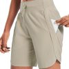 Women's 7" Athletic Long Running Shorts Workout Gym Quick Dry Hiking Shorts High Waisted Zipper Pocket