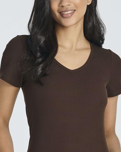 5 Pack: Women's Soft Ribbed Short Sleeve V-Neck T-Shirt Casual Summer Tee Shirts