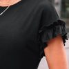 Womens Short Sleeve Tops Summer Tshirts Casual 2025 Cute Ruffle Crewneck Trendy Fashion Dressy Cute Work Outfits