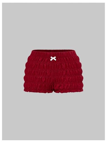 31bc4J7AEKL.jpg Women's 2 Piece Summer Cute Outfits Cherry Letter Print Bow Cami Top Ruched Bloomers Shorts Set