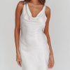 Summer Women Satin Backless Cowl Neck Mini Dress Silk Sleeveless Sexy Short Cocktail Party Dresses for Women 2025