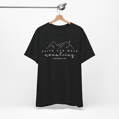 Faith Can Move Mountains T-Shirt Matthew 17:20 Christian Bible Verse Tee for Women and Men