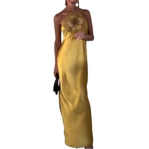 Women Chic Sequins Colorful Scale Print Bohemian Sleeveless Off Shoulder Halter Neck Bodycon Vacation Maxi Long Dress