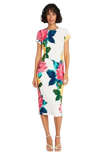 Women's Placement Print Matte Jersey Midi Sheath Career Office Workwear Event Occasion Guest of