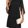 Women's 2025 Flutter Sleeve Cocktail Dress Crew Neck Chiffon Formal Wedding Guest Party Dresses