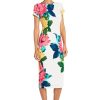 Women's Placement Print Matte Jersey Midi Sheath Career Office Workwear Event Occasion Guest of