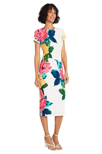 Women's Placement Print Matte Jersey Midi Sheath Career Office Workwear Event Occasion Guest of