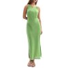 Women's 100% Linen Summer Sleevelesss Splits Bodycon Maxi Dresses Casual