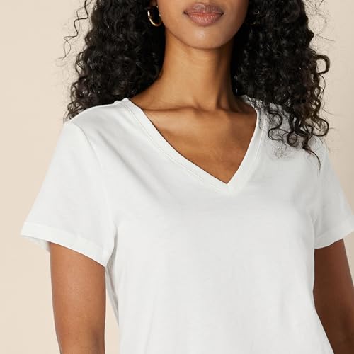410R0BZWscL.jpg Women's Regular Fit 100% Cotton V-Neck Short Sleeve T-Shirt, Multipacks