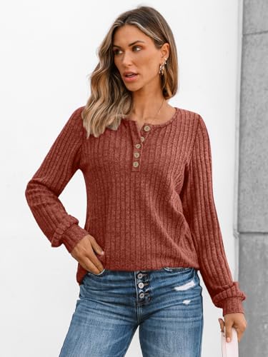 4111JWLWEGL.jpg Long Sleeve Henley Shirts Women's Business Casual Lightweight Tunic Sweater Tops