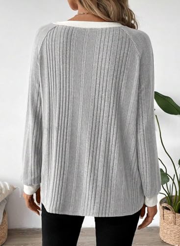 416LemHXheL.jpg Long Sleeve Shirts for Women Casual Fashion Loose Fit Womens Tops Crewneck Basic Pullover Tunics