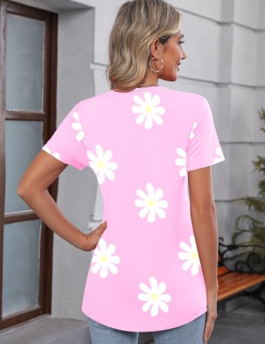 Women's Tops Summer Short Sleeve Crew Neck Shirts Dressy Casual Blouses for Women S-3XL