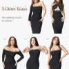 Dress Long Sleeve Midi Bodycon Dresses for Women Square Neck Shapewear Tummy Control Built-in Bra Party