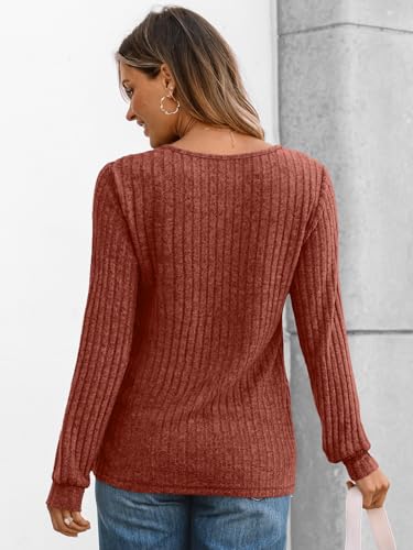419kV2LDvXL.jpg Long Sleeve Henley Shirts Women's Business Casual Lightweight Tunic Sweater Tops