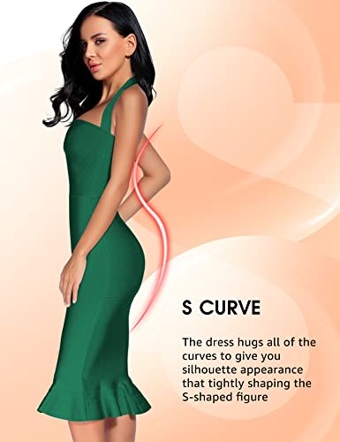 Women's V Neck Halter Fishtail Bandage Bodycon Dress Party