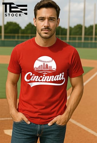 41Ab4Ou7xCL.jpg Baseball Shirt Fan Cityscape T-Shirt with Urban Skyline Graphic