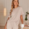 Womens Pajama Sets Short Sleeve Lounge Sets 2 Piece Pjs Tops and Shorts Outfits Matching Loungewear with Pockets