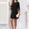 Women's 2025 Flutter Sleeve Cocktail Dress Crew Neck Chiffon Formal Wedding Guest Party Dresses