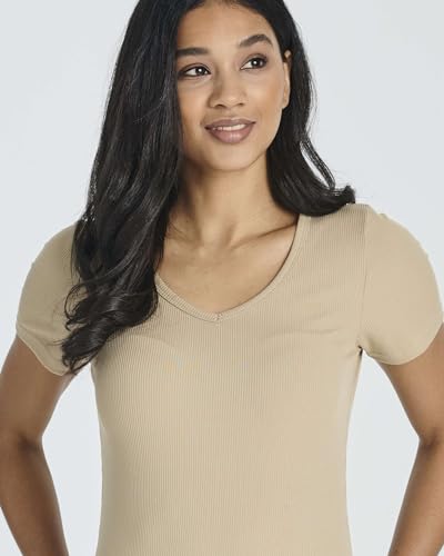 5 Pack: Women's Soft Ribbed Short Sleeve V-Neck T-Shirt Casual Summer Tee Shirts