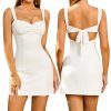 Women's Summer Lace Strap Mini Dress Sweetheart Neckline Bow Tie Backless A Line Short Graduation Dresses 2025