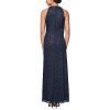 Women's Long Length Glitter Mesh Formal Gown with Beaded Halter Neckline, Wedding Guest, Prom Dress