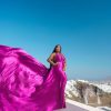 Fuchsia Long Tail Flying Dress for Women's Wedding, Maternity Photoshoot Santorini Flying Dress for Photoshoot |