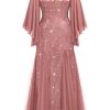 Women's Plus Size Sequins Lace with Ruffle Cape Cloak Sleeves Tulle Mermaid Hemline Evening Prom Long Dress